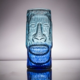 Andrew Iannazzi Blue Lagoon Moai Glass Tiki Mug