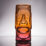 Andrew Iannazzi Red Lava Moai Glass Tiki Mug
