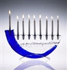 Joel Bless Bermuda Blue Shofar Menorah on Steel Base