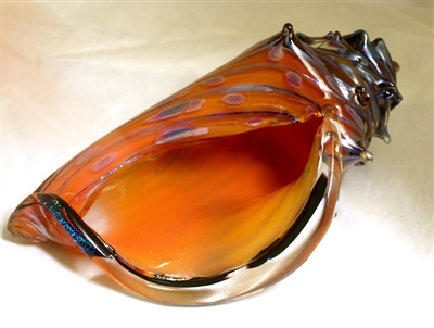 Ben Silver Coral Conch Hand Blown Glass Shell
