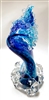 Ben Silver Medium  Blue Wave Glass Sculpture