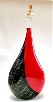 Christian Thirion Hand Blown Red and Black Encalmo Vessel
