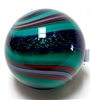 Geoffrey Beetem 1 9/16" Green, and Blue Banded Lutz Marble