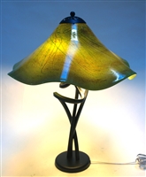 Joel Bless Wavy Mossy Green  Hand Blown GlassTable lamp