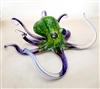 Michael Hopko Small  Green/Violet Blown Glass Octopus Sculpture