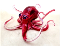 Michael Hopko Small Red Blown Glass Octopus Sculpture
