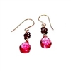 Judy Brandon Pink Quartz with Garnet rondelle flower in 14Kt. Gold Filled Earrings