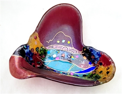 Karen Ehart Fused Glass Ruby Crazy Heart Bowl