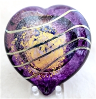 Tim Lazer Glass Heart Purple / Gold Leaf