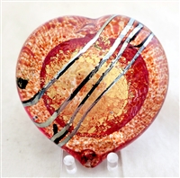 Tim Lazer Glass Heart Red/ Gold Leaf