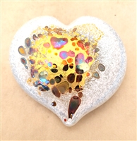 Tim Lazer Glass Heart White with Gold