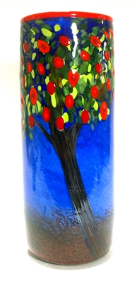 Michael Maddy and Rina Fehrensen Hand Blown Glass Cherry Tree Cylinder Vase