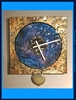 Mark Hines Gold with Blue Face Square Wall Clock