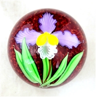 Mayauel Ward Hand Sculpted Violet Orchid on Red Paper Weight