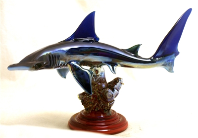 Paul Labrie Hammer Head Shark Glass Sculpture