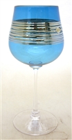 Minh Douglas Martin Hand Blown Glass Turquoise Silver Spun Wine Goblet