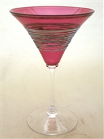 Minh Douglas Martin Hand Blown Glass Ruby Silver Spun Martini