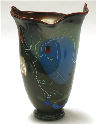 Scott Simmons Brown Wavy Top Vase