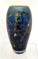 Lundberg Studios Daniel Salazar Blue Jackson Pollack Mini Vase