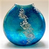 Bryce Dimitruk Hand Bown Glass Tropical Swirl Flat Vase