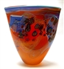 Wes Hunting Hand Blown Glass Medium Aurora Gold/ Orange Colorfield Vessel