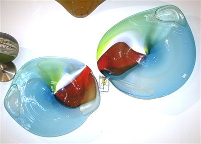 Paul Willsea and Carol O'Brien Hand Blown Glass Wall Platter Set