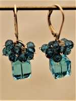 Wendy Lin Aqua Cube Glass Bead Earrings