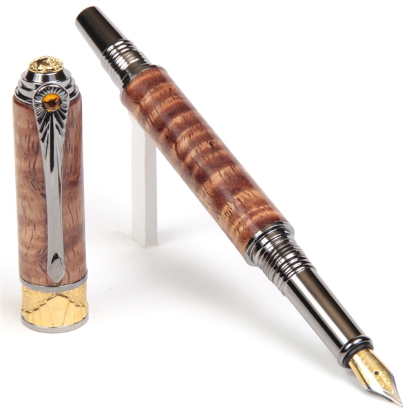 Art Deco Fountain Pen - Hawaiian Koa by Lanier Pens, lanierpens, lanierpens.com, wndpens, WOOD N DREAMS, Pensbylanier