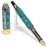 Art Deco Fountain Pen - Turquoise Box Elder by Lanier Pens, lanierpens, lanierpens.com, wndpens, WOOD N DREAMS, Pensbylanier