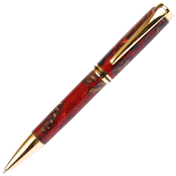 Baron Ballpoint Pen - Red and Silver Pine Cone by Lanier Pens, lanierpens, lanierpens.com, wndpens, WOOD N DREAMS, Pensbylanier