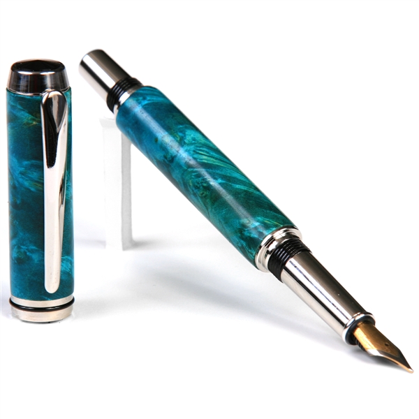 Baron Fountain Pen - Turquoise Box Elder Burl by Lanier Pens, lanierpens, lanierpens.com, wndpens, WOOD N DREAMS, Pensbylanier