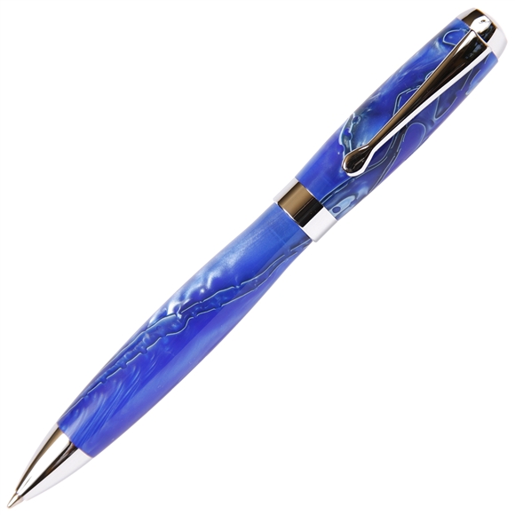 Blue & Pearl Marbleized Gloss Body Ballpoint Pen by Lanier Pens