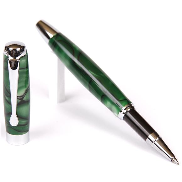 Green & Black Marbleized Gloss Body Rollerball Pen by Lanier Pens