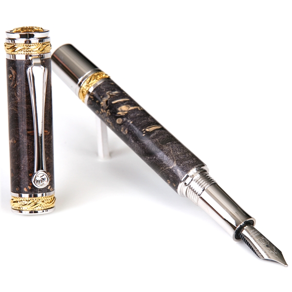 Majestic Fountain Pen - Gray & Black Maple Burl by Lanier Pens, lanierpens, lanierpens.com, wndpens, WOOD N DREAMS, Pensbylanier