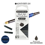 Monteverde G305BA Ink Cartridges Clear Case Gemstone Black Ash- Pack of 12