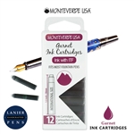 Monteverde G305GA Ink Cartridges Clear Case Gemstone Garnet- Pack of 12