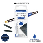 Monteverde G305HB Ink Cartridges Clear Case Gemstone Horizon Blue- Pack of 12