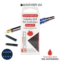 Monteverde G305VR Ink Cartridges Clear Case Gemstone Valentine Red- Pack of 12