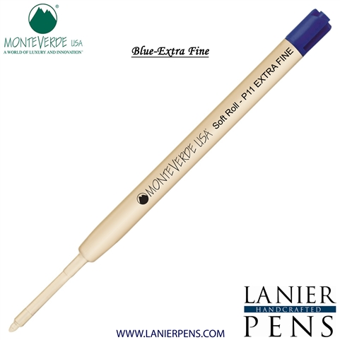 Monteverde Soft Roll Extra Fine Ballpoint P11 Paste Ink Refill Compatible with most Parker Style Ballpoint Pens - Blue (Extra Fine Tip 0.5mm) - Wood N Dreams