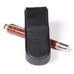 Black Double Leather Pen Box Round by Lanier Pens, lanierpens, lanierpens.com, wndpens, WOOD N DREAMS, Pensbylanier