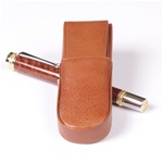 Tan Double Leather Pen Box Round by Lanier Pens, lanierpens, lanierpens.com, wndpens, WOOD N DREAMS, Pensbylanier