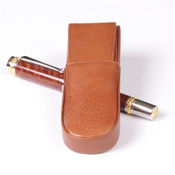 Tan Double Leather Pen Box Round by Lanier Pens, lanierpens, lanierpens.com, wndpens, WOOD N DREAMS, Pensbylanier