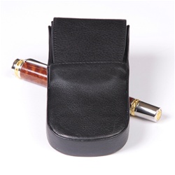 Black Triple Leather Pen Box Round by Lanier Pens, lanierpens, lanierpens.com, wndpens, WOOD N DREAMS, Pensbylanier