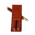 Brown Double Leather Pen Holder by Lanier Pens, lanierpens, lanierpens.com, wndpens, WOOD N DREAMS, Pensbylanier