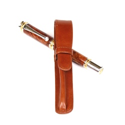 Tan Single Leather Pen Holder by Lanier Pens, lanierpens, lanierpens.com, wndpens, WOOD N DREAMS, Pensbylanier