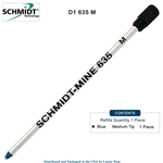 Schmidt 635 D1 Mine Ballpoint Refill with Plastic End Cap - Blue Ink (Medium Tip 0.7mm) by Lanier Pens, Wood N Dreams