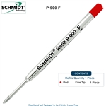 Schmidt P900 Parker Style Ballpoint Pen Refill - Red Ink (Fine Tip 0.6mm) by Lanier Pens, Wood N Dreams