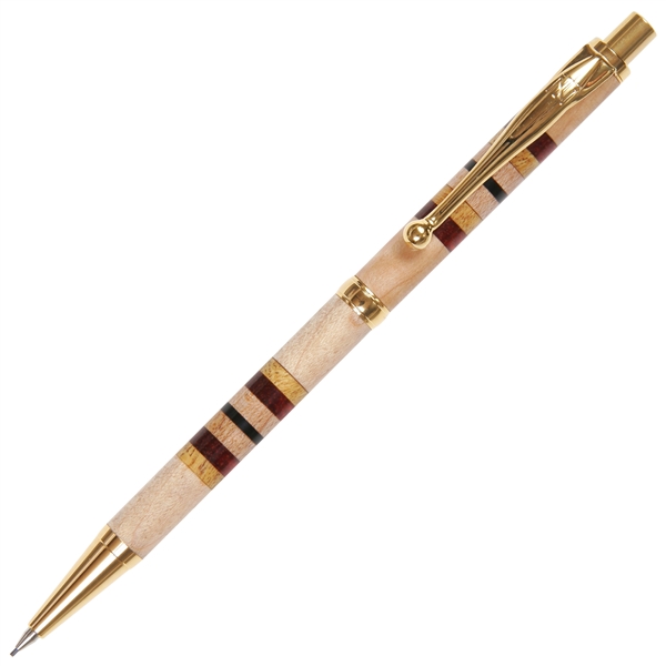 Slimline Pencil - Maple with Yellowheart, Red Heart and Ebony Inlays by Lanier Pens, lanierpens, lanierpens.com, wndpens, WOOD N DREAMS, Pensbylanier