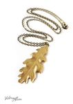 Large Brass Leaf Necklace, Oak Leaf, Antiqued Brass Chain, Fall Statement Jewelry, Leaf Jewelry