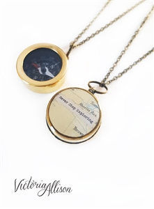 Small Compass Necklace, Never Stop Exploring, or Personalized Quote, Vintage Map, Working Compass, Graduation, Inspirational, Motivational